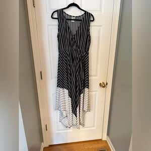 Wrapper Black and White Asymmetrical Dress